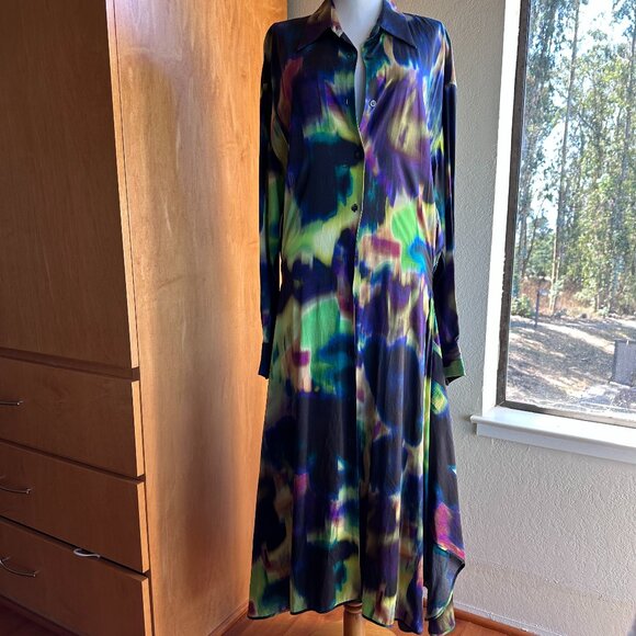 SOLD!  Dries Van Noten Blurred Tie Dye Shirtdress FR38/US6 - Picture 5 of 15